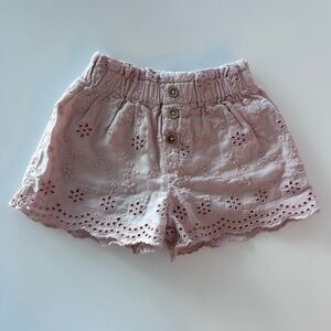 Zara Pink Eyelet Shorts with Scalloped Hem